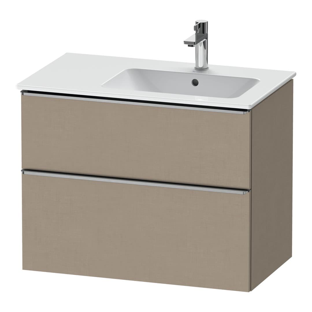 Duravit D-Neo – Έπιπλο Νιπτήρα – 810 mm, 2 συρτάρια, νιπτήρας δεξιά, Stainless steel Brushed – Linen Matt, Decor (DE4367070750000)