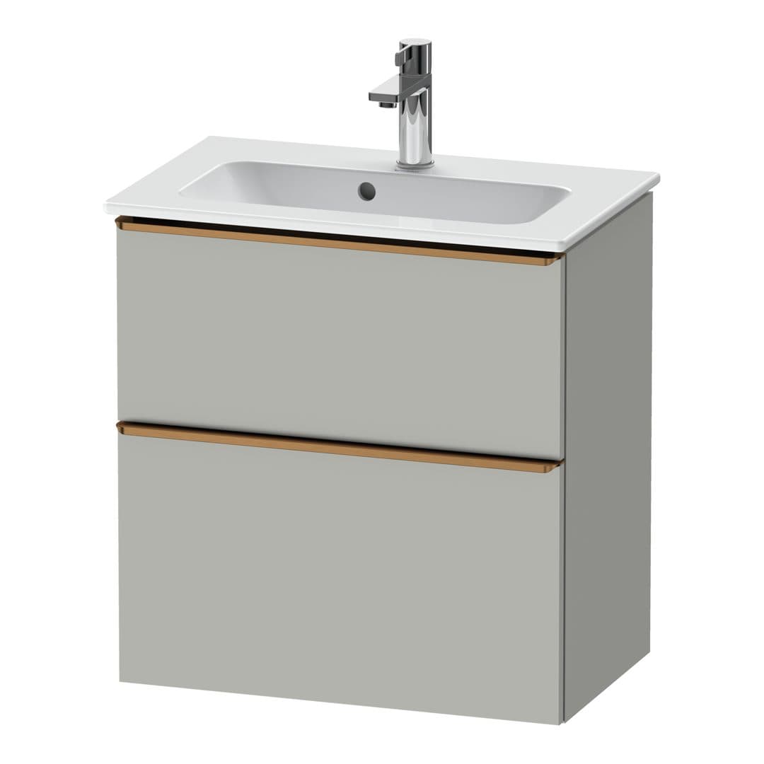 Duravit D-Neo – Έπιπλο Νιπτήρα – 610 mm, 2 συρτάρια, νιπτήρας κέντρο, Compact, Bronze Brushed – Concrete grey Matt, Decor (DE4368004070000)