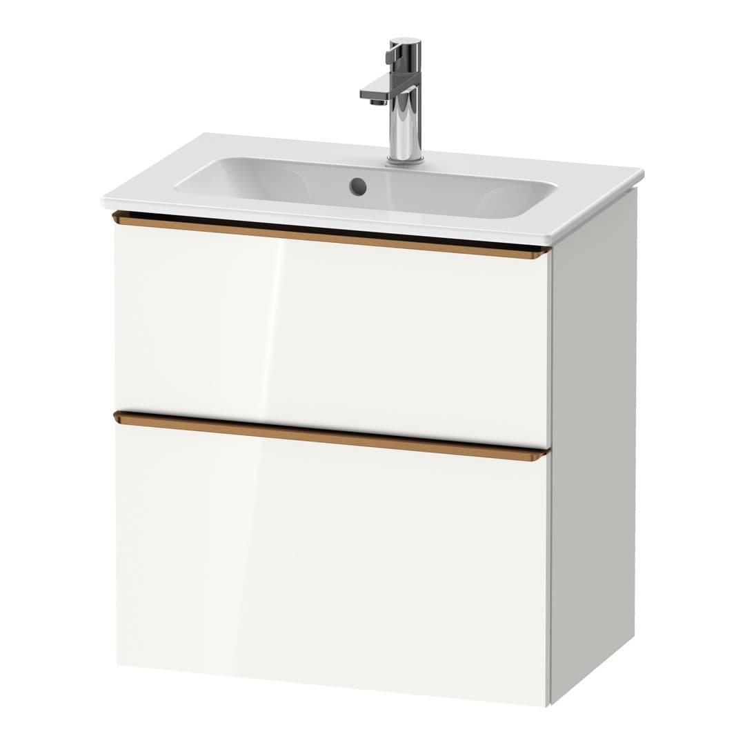 Duravit D-Neo – Έπιπλο Νιπτήρα – 610 mm, 2 συρτάρια, νιπτήρας κέντρο, Compact, Bronze Brushed – White High Gloss, Decor (DE4368004220000)