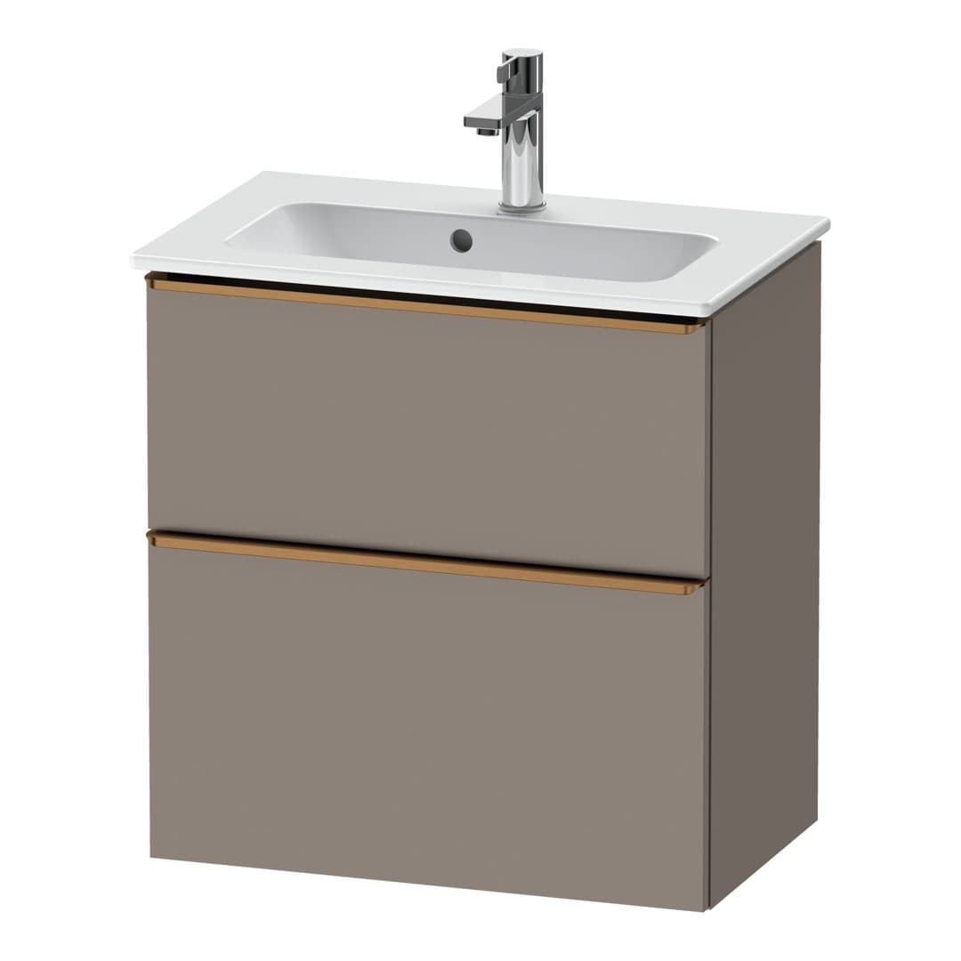 Duravit D-Neo – Έπιπλο Νιπτήρα – 610 mm, 2 συρτάρια, νιπτήρας κέντρο, Compact, Bronze Brushed – Basalte Matt, Decor (DE4368004430000)