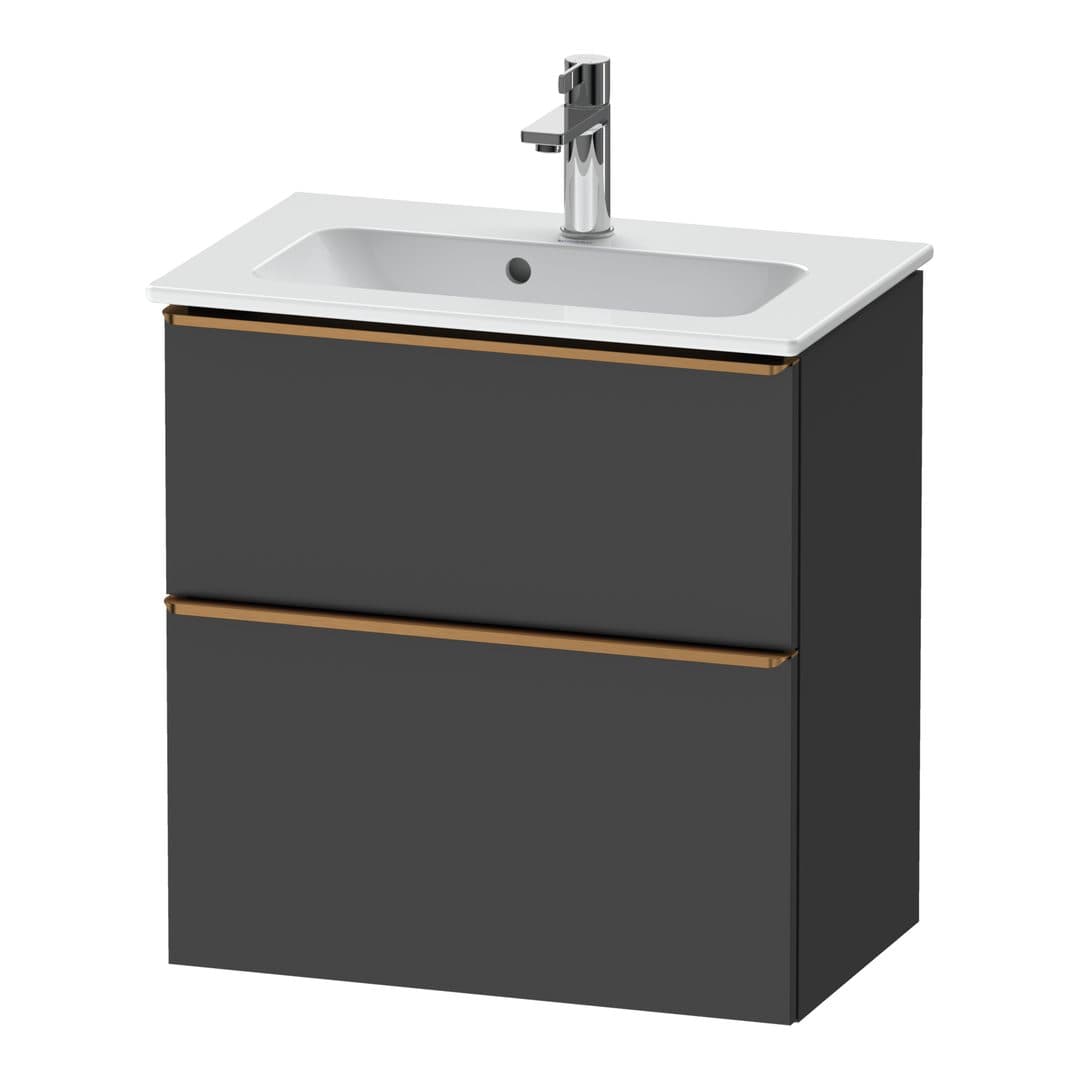 Duravit D-Neo – Έπιπλο Νιπτήρα – 610 mm, 2 συρτάρια, νιπτήρας κέντρο, Compact, Bronze Brushed – Graphite Matt, Decor (DE4368004490000)