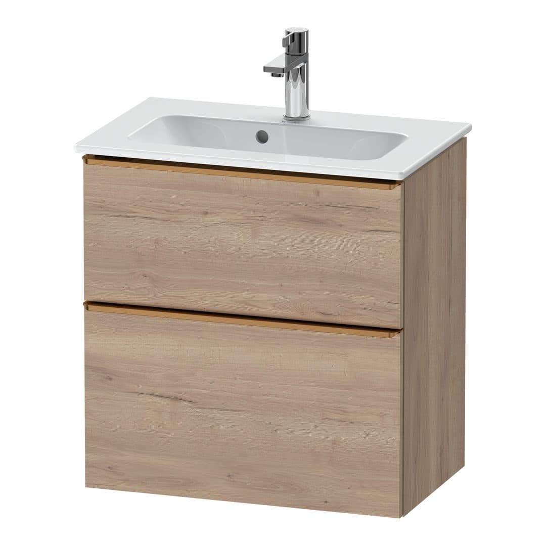 Duravit D-Neo – Έπιπλο Νιπτήρα – 610 mm, 2 συρτάρια, νιπτήρας κέντρο, Compact, Bronze Brushed – Marbled Oak Matt, Decor (DE4368004550000)