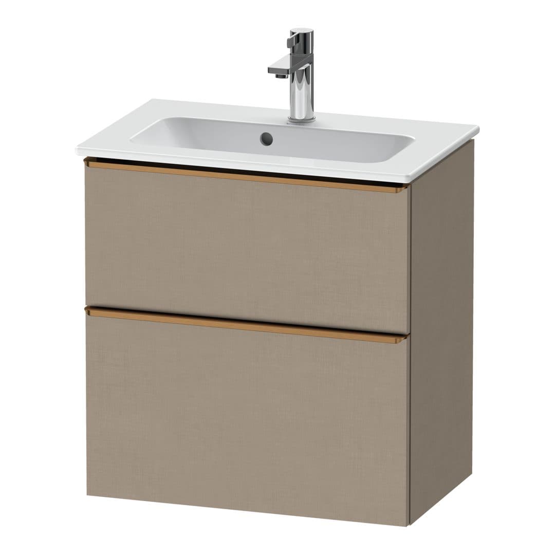 Duravit D-Neo – Έπιπλο Νιπτήρα – 610 mm, 2 συρτάρια, νιπτήρας κέντρο, Compact, Bronze Brushed – Linen Matt, Decor (DE4368004750000)