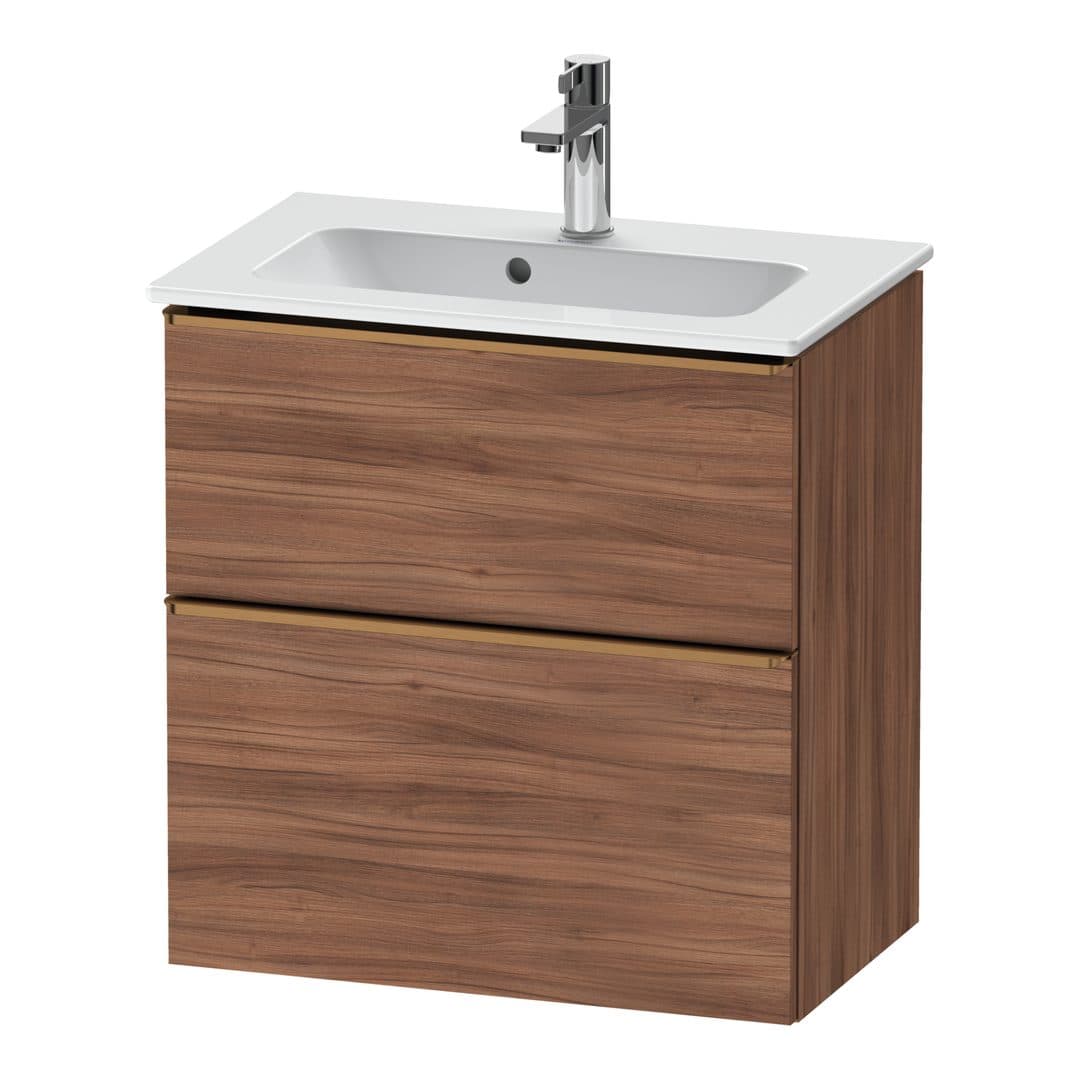 Duravit D-Neo – Έπιπλο Νιπτήρα – 610 mm, 2 συρτάρια, νιπτήρας κέντρο, Compact, Bronze Brushed – Walnut Matt, Decor (DE4368004790000)