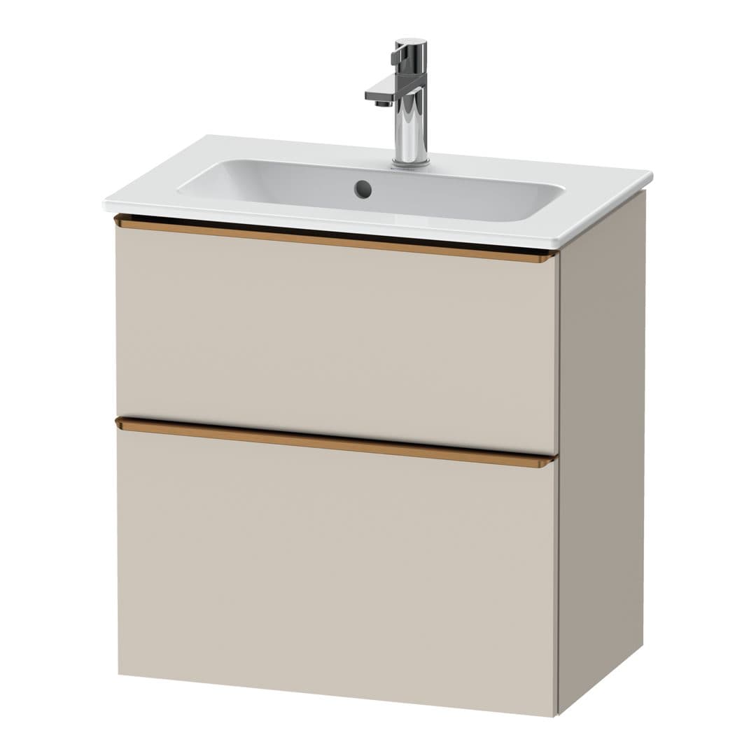 Duravit D-Neo – Έπιπλο Νιπτήρα – 610 mm, 2 συρτάρια, νιπτήρας κέντρο, Compact, Bronze Brushed – Taupe Matt, Decor (DE4368004910000)