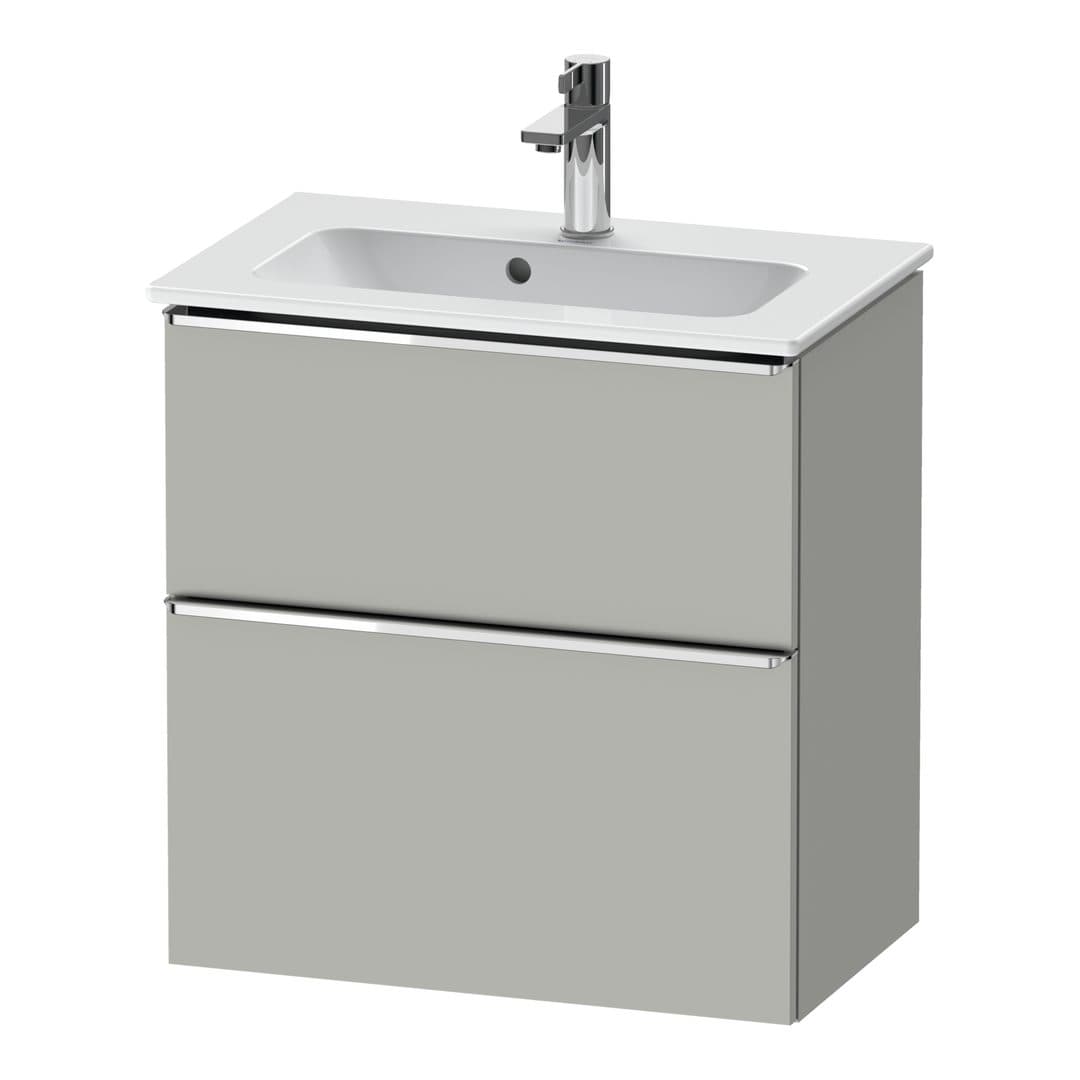 Duravit D-Neo – Έπιπλο Νιπτήρα – 610 mm, 2 συρτάρια, νιπτήρας κέντρο, Compact, Chrome High Gloss – Concrete grey Matt, Decor (DE4368010070000)