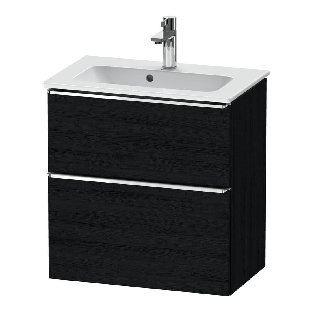 Duravit D-Neo – Έπιπλο Νιπτήρα – 610 mm, 2 συρτάρια, νιπτήρας κέντρο, Compact, Chrome High Gloss – Black oak Matt, Decor (DE4368010160000)