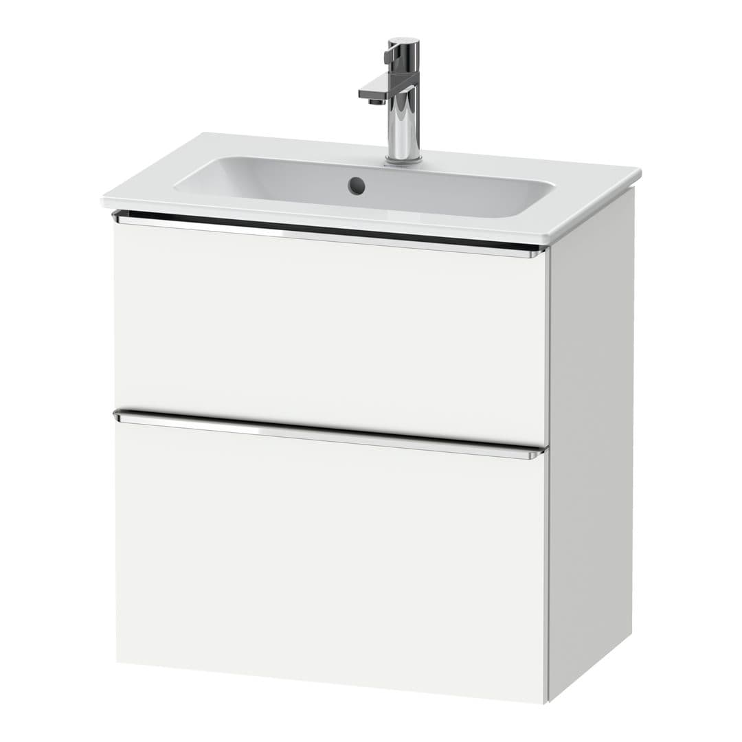 Duravit D-Neo – Έπιπλο Νιπτήρα – 610 mm, 2 συρτάρια, νιπτήρας κέντρο, Compact, Chrome High Gloss – White Matt, Decor (DE4368010180000)