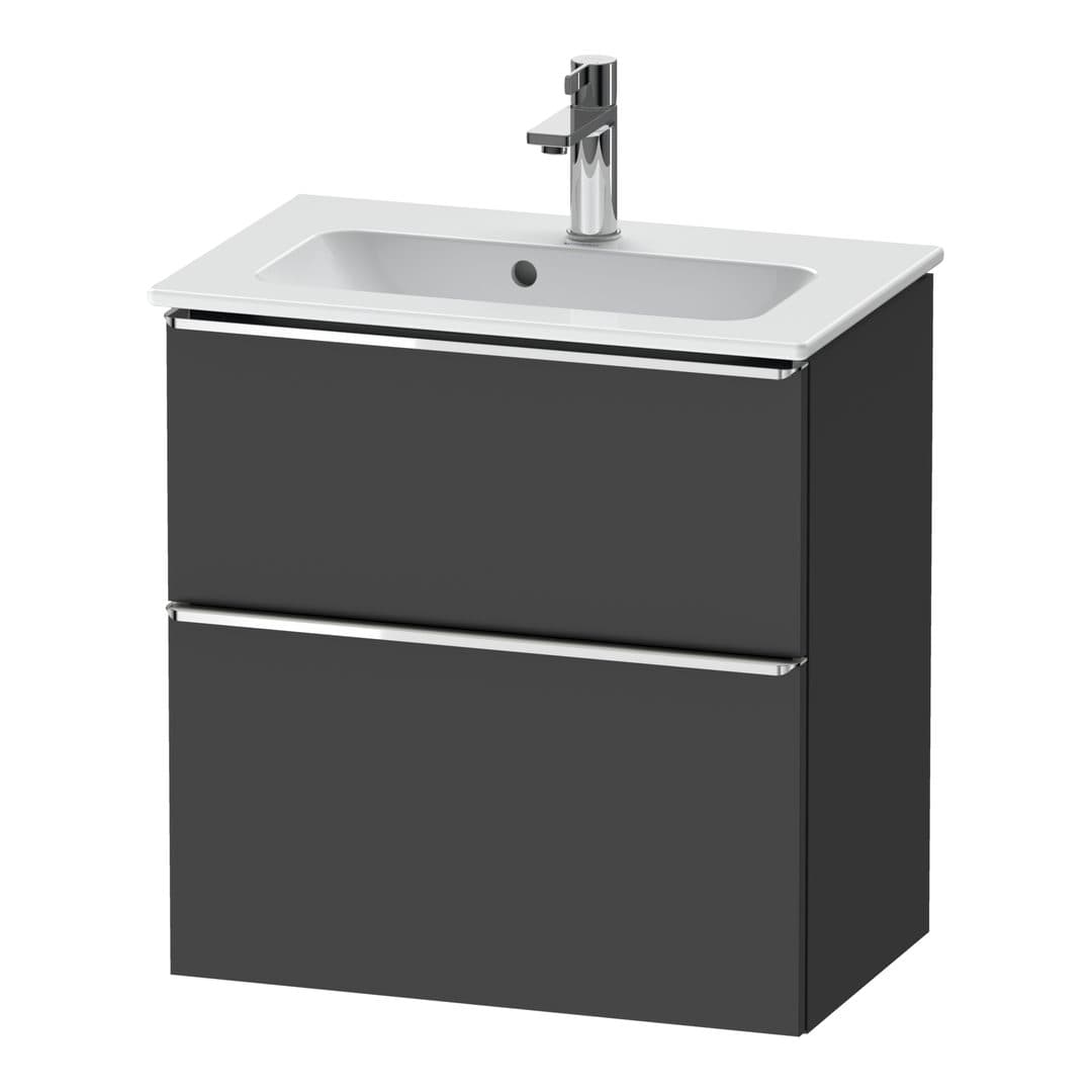 Duravit D-Neo – Έπιπλο Νιπτήρα – 610 mm, 2 συρτάρια, νιπτήρας κέντρο, Compact, Chrome High Gloss – Graphite Matt, Decor (DE4368010490000)
