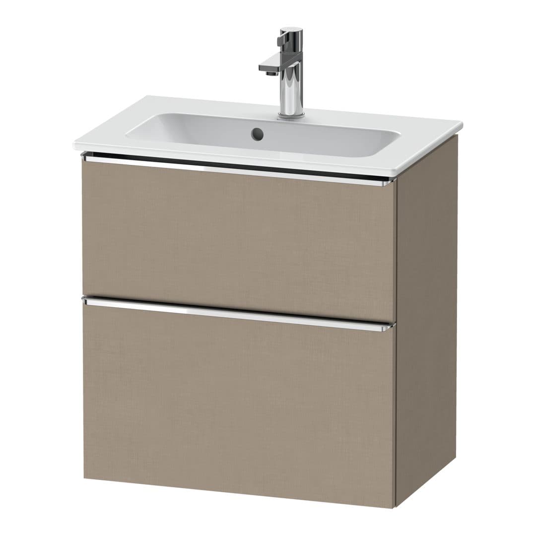 Duravit D-Neo – Έπιπλο Νιπτήρα – 610 mm, 2 συρτάρια, νιπτήρας κέντρο, Compact, Chrome High Gloss – Linen Matt, Decor (DE4368010750000)