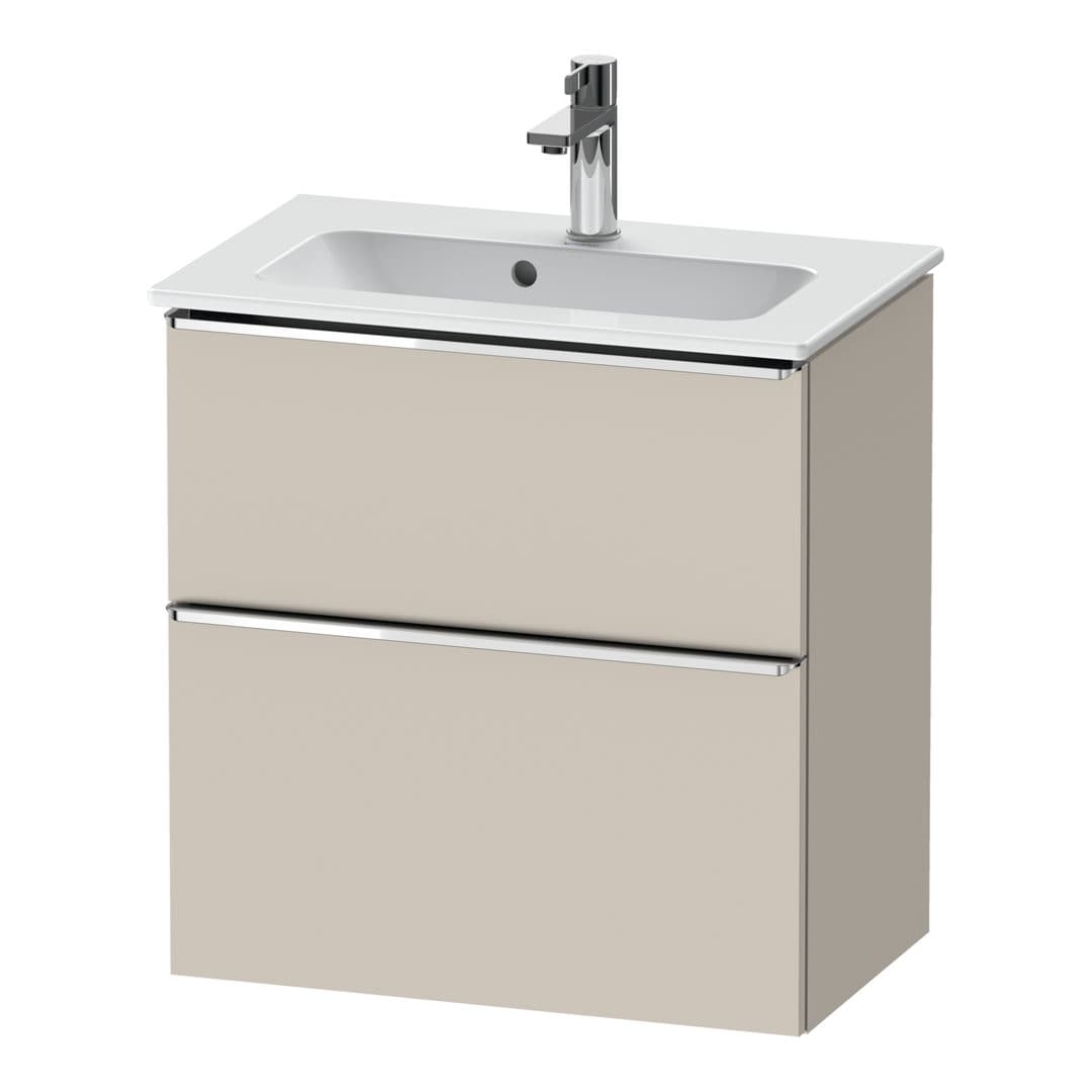Duravit D-Neo – Έπιπλο Νιπτήρα – 610 mm, 2 συρτάρια, νιπτήρας κέντρο, Compact, Chrome High Gloss – Taupe Matt, Decor (DE4368010910000)