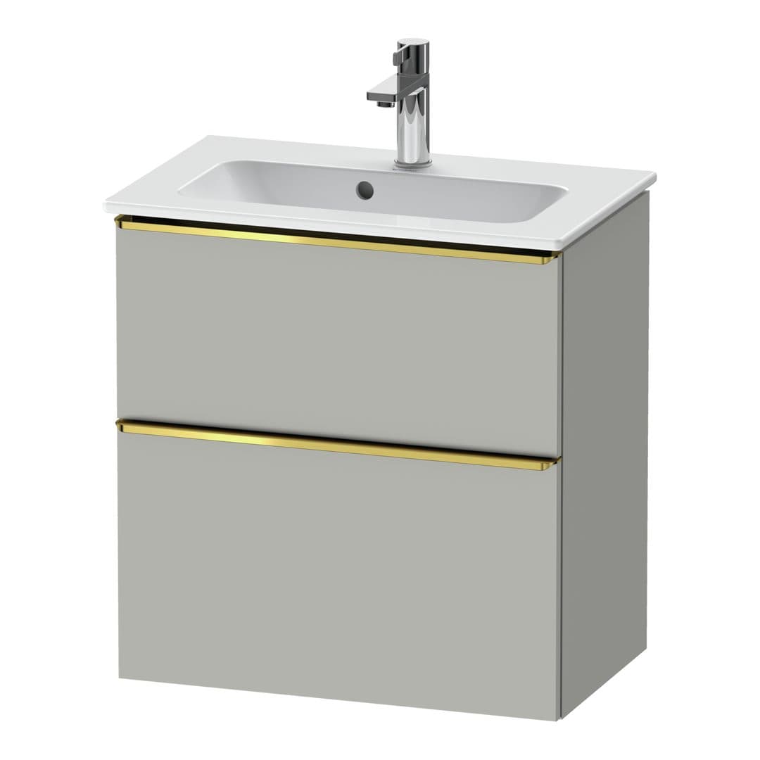 Duravit D-Neo – Έπιπλο Νιπτήρα – 610 mm, 2 συρτάρια, νιπτήρας κέντρο, Compact, Gold Polished – Concrete grey Matt, Decor (DE4368034070000)