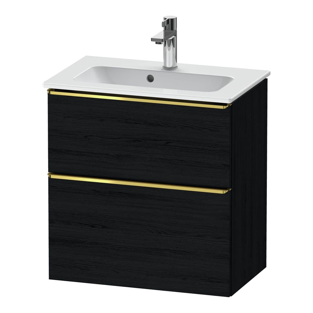 Duravit D-Neo – Έπιπλο Νιπτήρα – 610 mm, 2 συρτάρια, νιπτήρας κέντρο, Compact, Gold Polished – Black oak Matt, Decor (DE4368034160000)