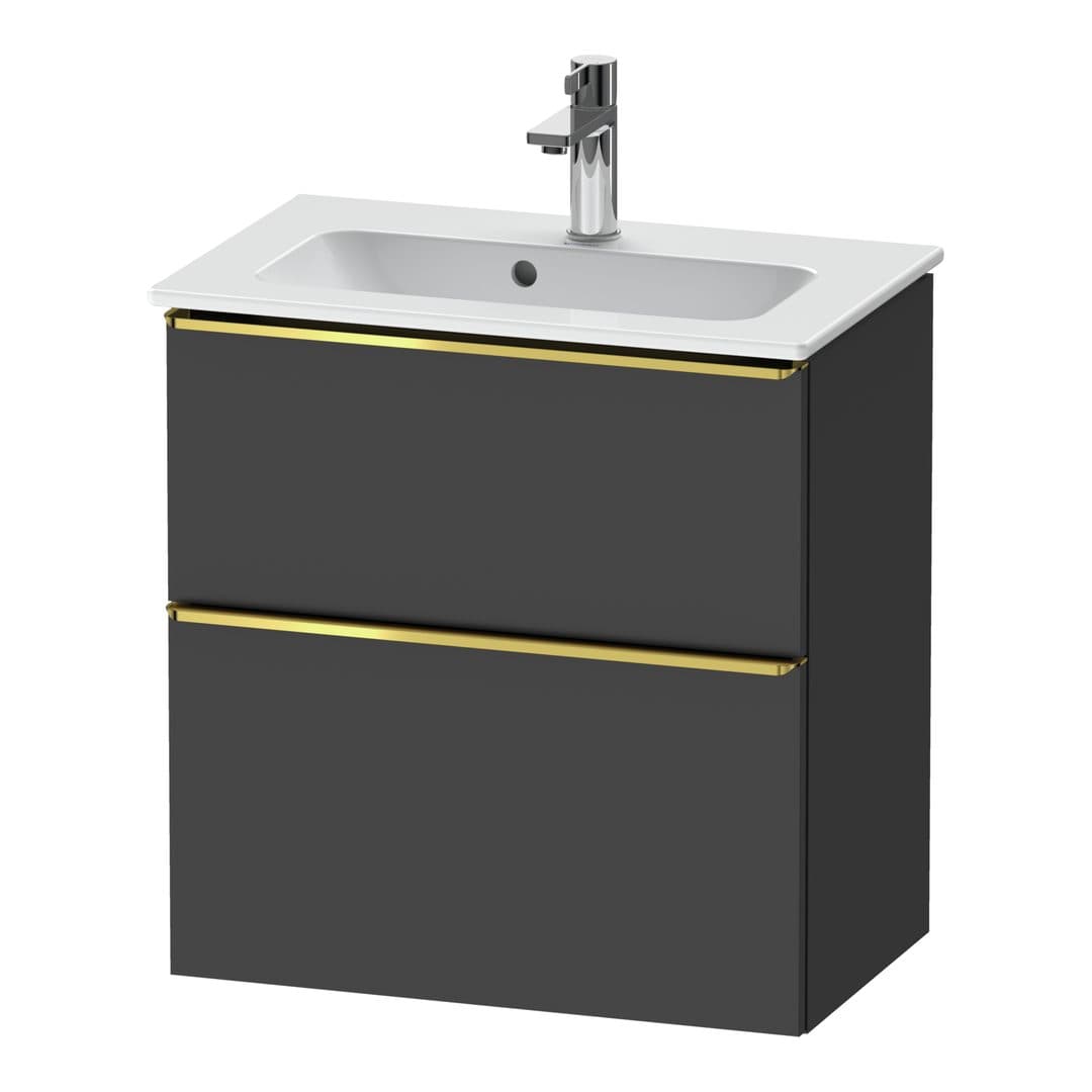 Duravit D-Neo – Έπιπλο Νιπτήρα – 610 mm, 2 συρτάρια, νιπτήρας κέντρο, Compact, Gold Polished – Graphite Matt, Decor (DE4368034490000)