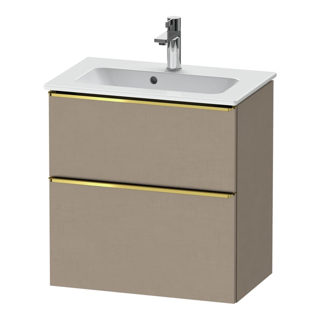 Duravit D-Neo – Έπιπλο Νιπτήρα – 610 mm, 2 συρτάρια, νιπτήρας κέντρο, Compact, Gold Polished – Linen Matt, Decor (DE4368034750000)