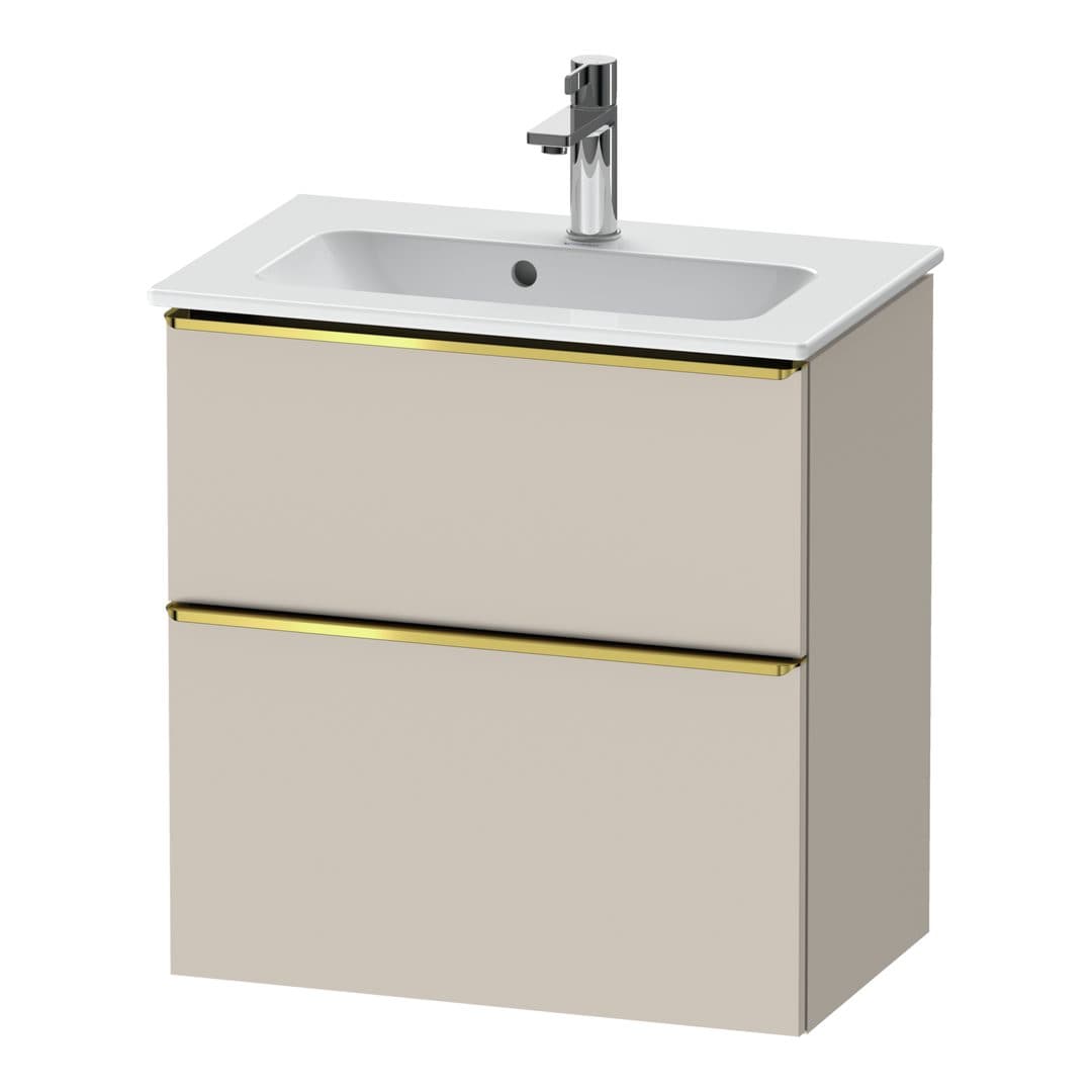 Duravit D-Neo – Έπιπλο Νιπτήρα – 610 mm, 2 συρτάρια, νιπτήρας κέντρο, Compact, Gold Polished – Taupe Matt, Decor (DE4368034910000)