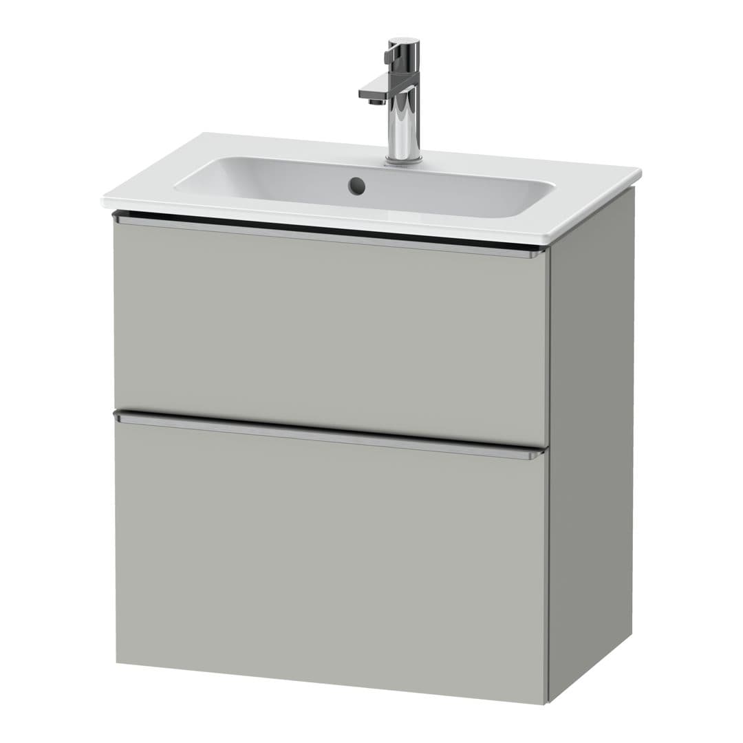 Duravit D-Neo – Έπιπλο Νιπτήρα – 610 mm, 2 συρτάρια, νιπτήρας κέντρο, Compact, Stainless steel Brushed – Concrete grey Matt, Decor (DE4368070070000)