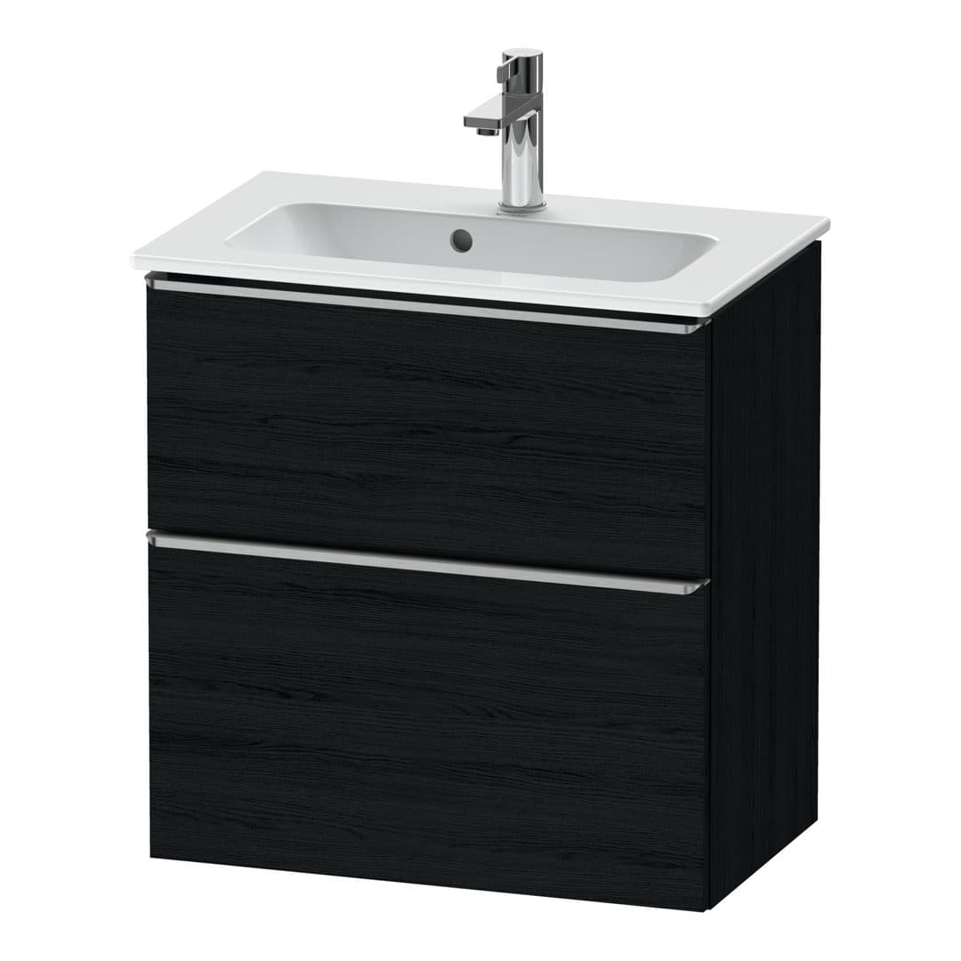 Duravit D-Neo – Έπιπλο Νιπτήρα – 610 mm, 2 συρτάρια, νιπτήρας κέντρο, Compact, Stainless steel Brushed – Black oak Matt, Decor (DE4368070160000)