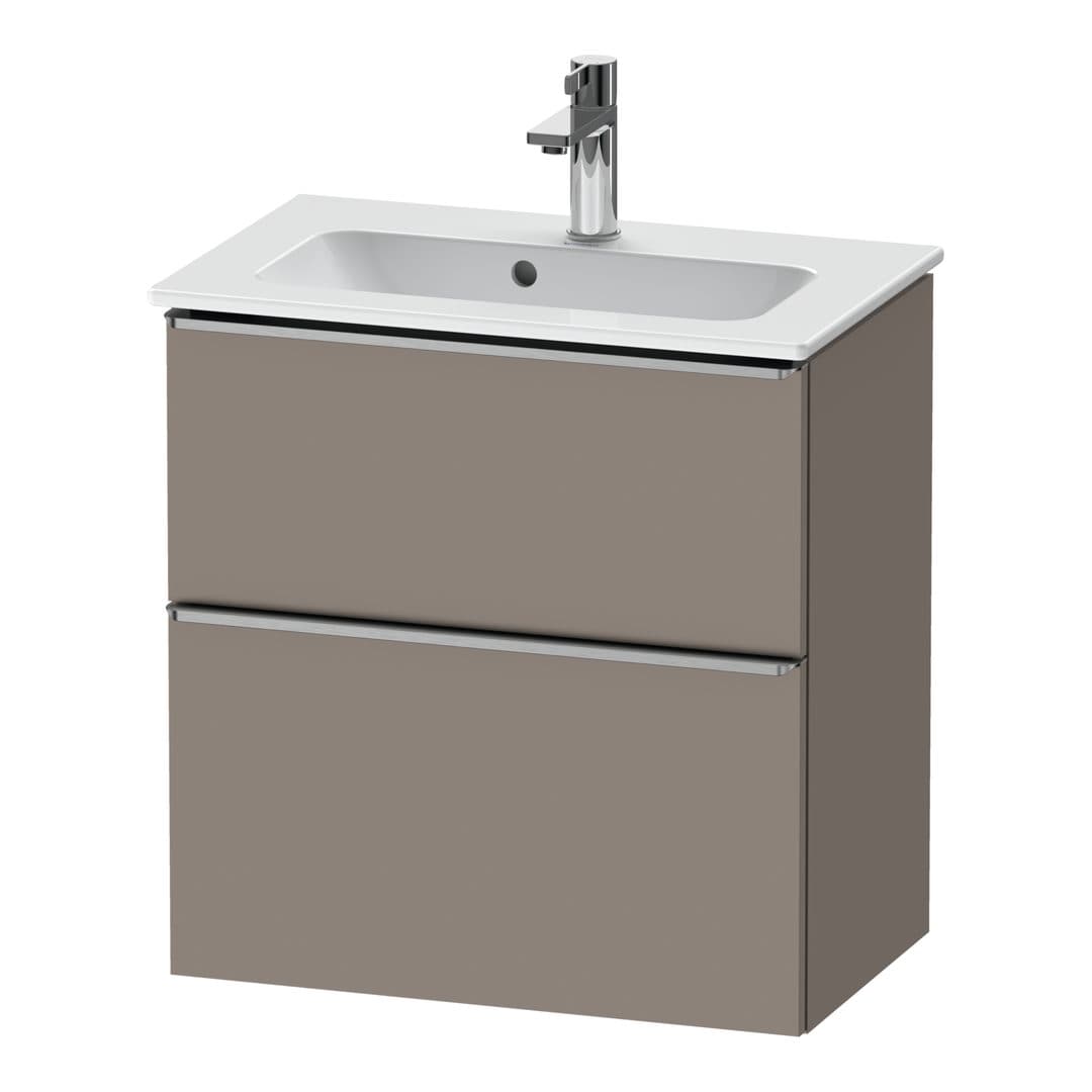 Duravit D-Neo – Έπιπλο Νιπτήρα – 610 mm, 2 συρτάρια, νιπτήρας κέντρο, Compact, Stainless steel Brushed – Basalte Matt, Decor (DE4368070430000)