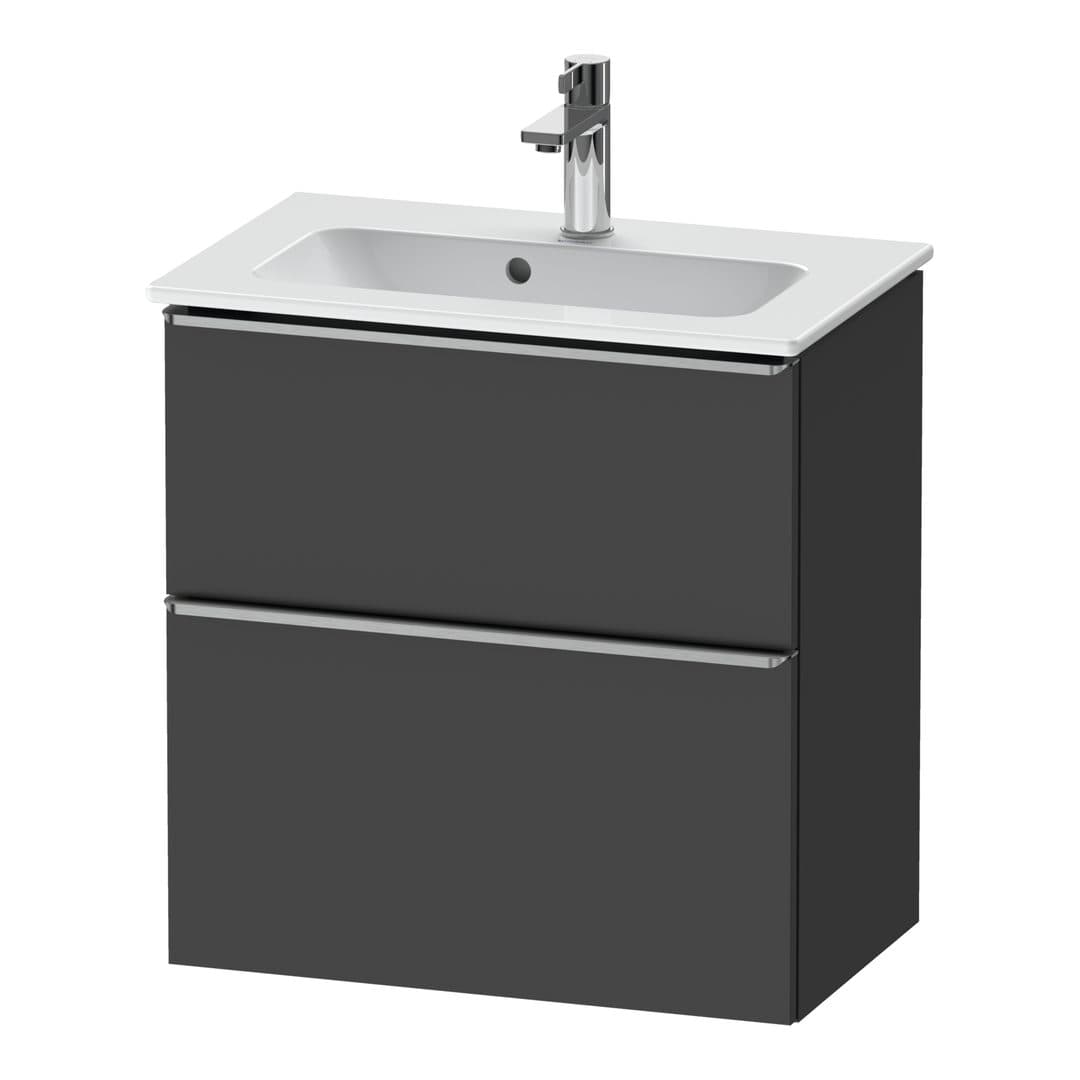 Duravit D-Neo – Έπιπλο Νιπτήρα – 610 mm, 2 συρτάρια, νιπτήρας κέντρο, Compact, Stainless steel Brushed – Graphite Matt, Decor (DE4368070490000)