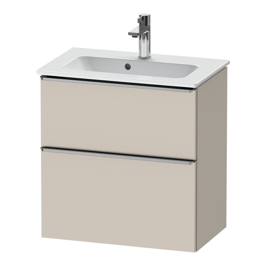 Duravit D-Neo – Έπιπλο Νιπτήρα – 610 mm, 2 συρτάρια, νιπτήρας κέντρο, Compact, Stainless steel Brushed – Taupe Matt, Decor (DE4368070910000)