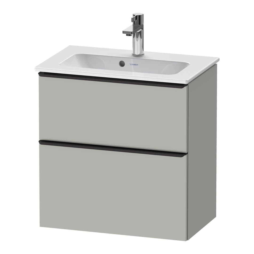 Duravit D-Neo – Έπιπλο Νιπτήρα – 610 mm, 2 συρτάρια, νιπτήρας κέντρο, Compact, Diamond black Matt – Concrete grey Matt, Decor (DE43680BD070000)