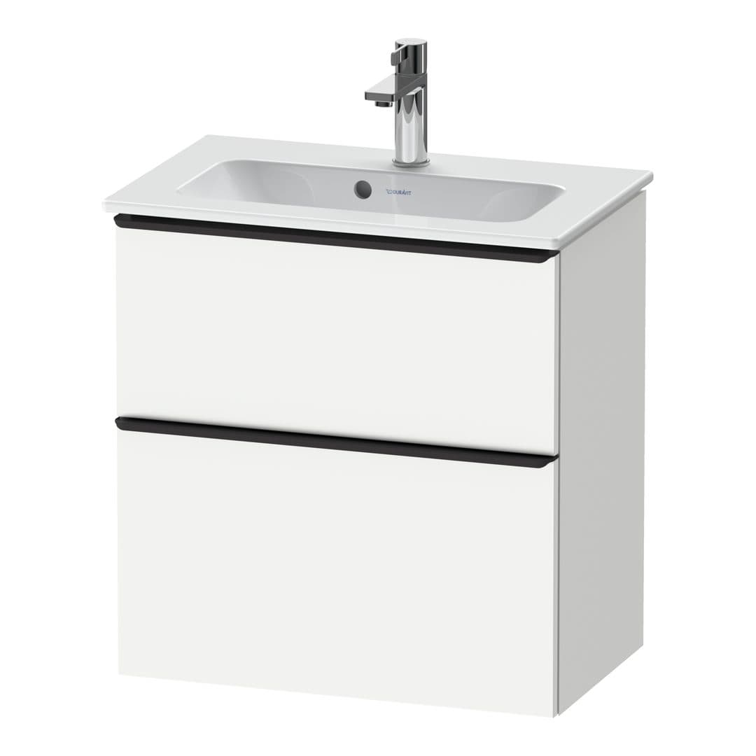 Duravit D-Neo – Έπιπλο Νιπτήρα – 610 mm, 2 συρτάρια, νιπτήρας κέντρο, Compact, Diamond black Matt – White Matt, Decor (DE43680BD180000)