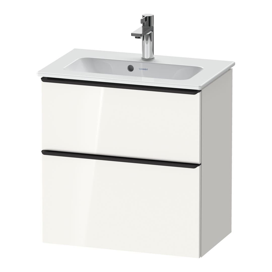 Duravit D-Neo – Έπιπλο Νιπτήρα – 610 mm, 2 συρτάρια, νιπτήρας κέντρο, Compact, Diamond black Matt – White High Gloss, Decor (DE43680BD220000)