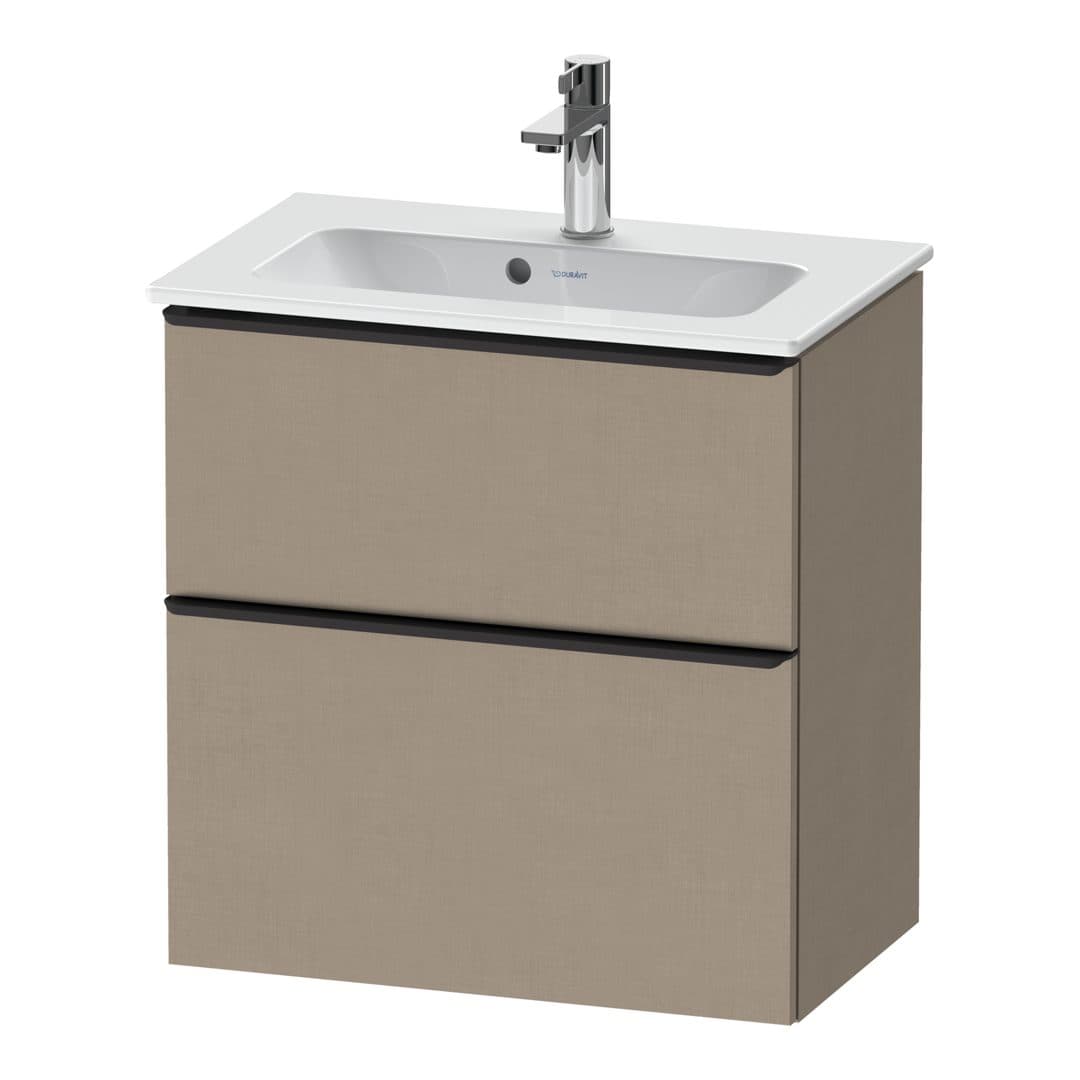 Duravit D-Neo – Έπιπλο Νιπτήρα – 610 mm, 2 συρτάρια, νιπτήρας κέντρο, Compact, Diamond black Matt – Linen Matt, Decor (DE43680BD750000)