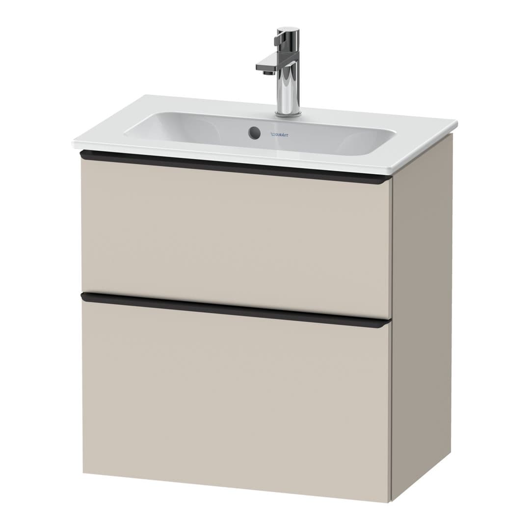 Duravit D-Neo – Έπιπλο Νιπτήρα – 610 mm, 2 συρτάρια, νιπτήρας κέντρο, Compact, Diamond black Matt – Taupe Matt, Decor (DE43680BD910000)