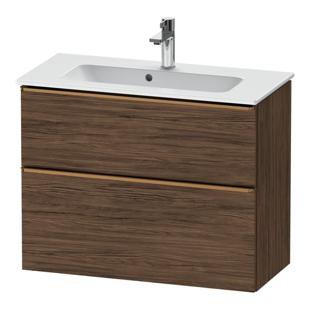 Duravit D-Neo – Έπιπλο Νιπτήρα – 810 mm, 2 συρτάρια, νιπτήρας κέντρο, Compact, Bronze Brushed – Walnut dark Matt, Decor (DE4369004210000)