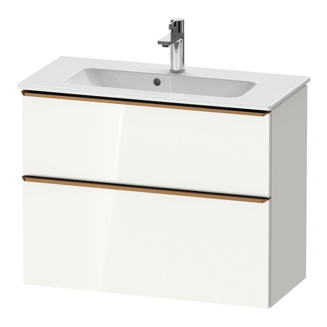 Duravit D-Neo – Έπιπλο Νιπτήρα – 810 mm, 2 συρτάρια, νιπτήρας κέντρο, Compact, Bronze Brushed – White High Gloss, Decor (DE4369004220000)