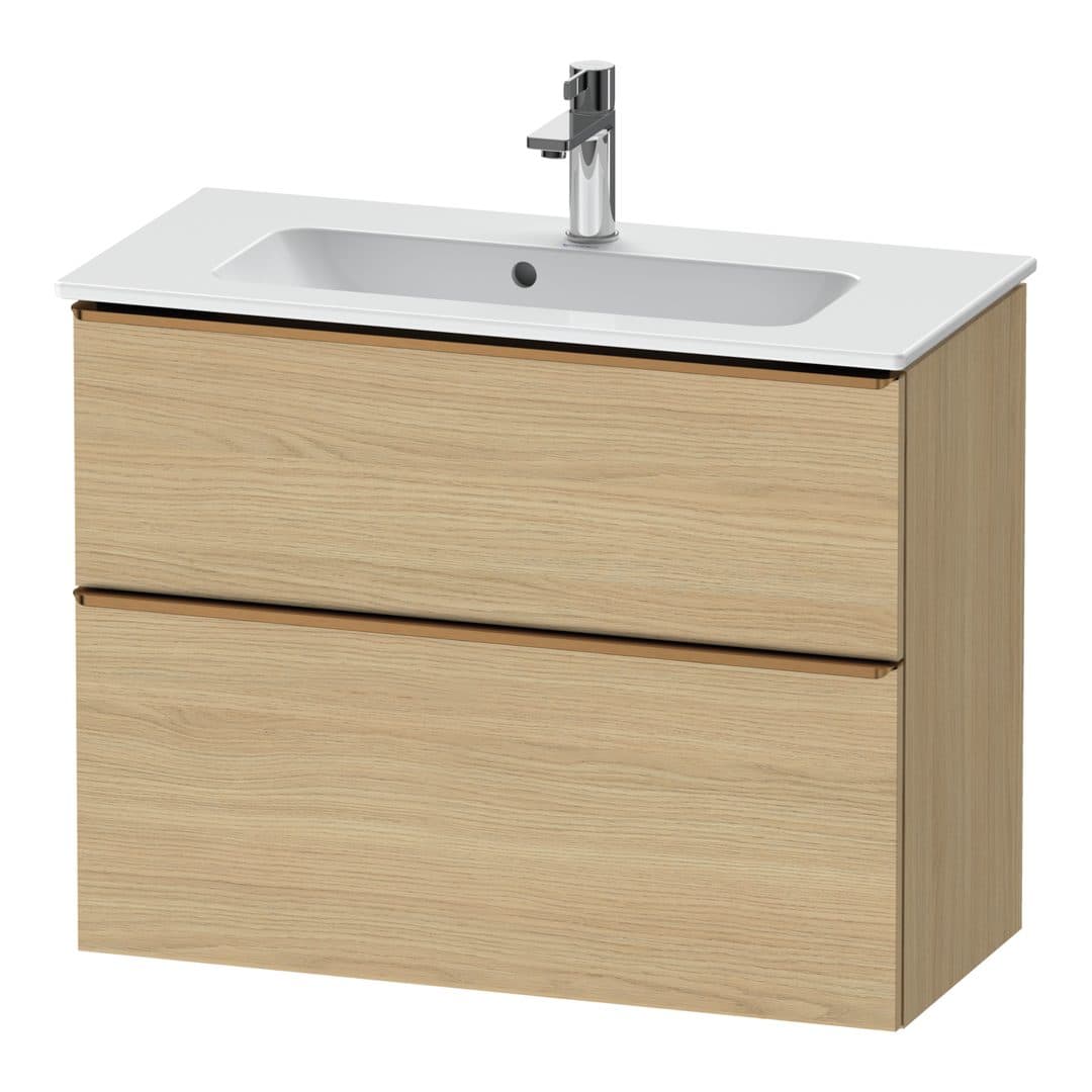 Duravit D-Neo – Έπιπλο Νιπτήρα – 810 mm, 2 συρτάρια, νιπτήρας κέντρο, Compact, Bronze Brushed – Natural oak, Decor (DE4369004300000)