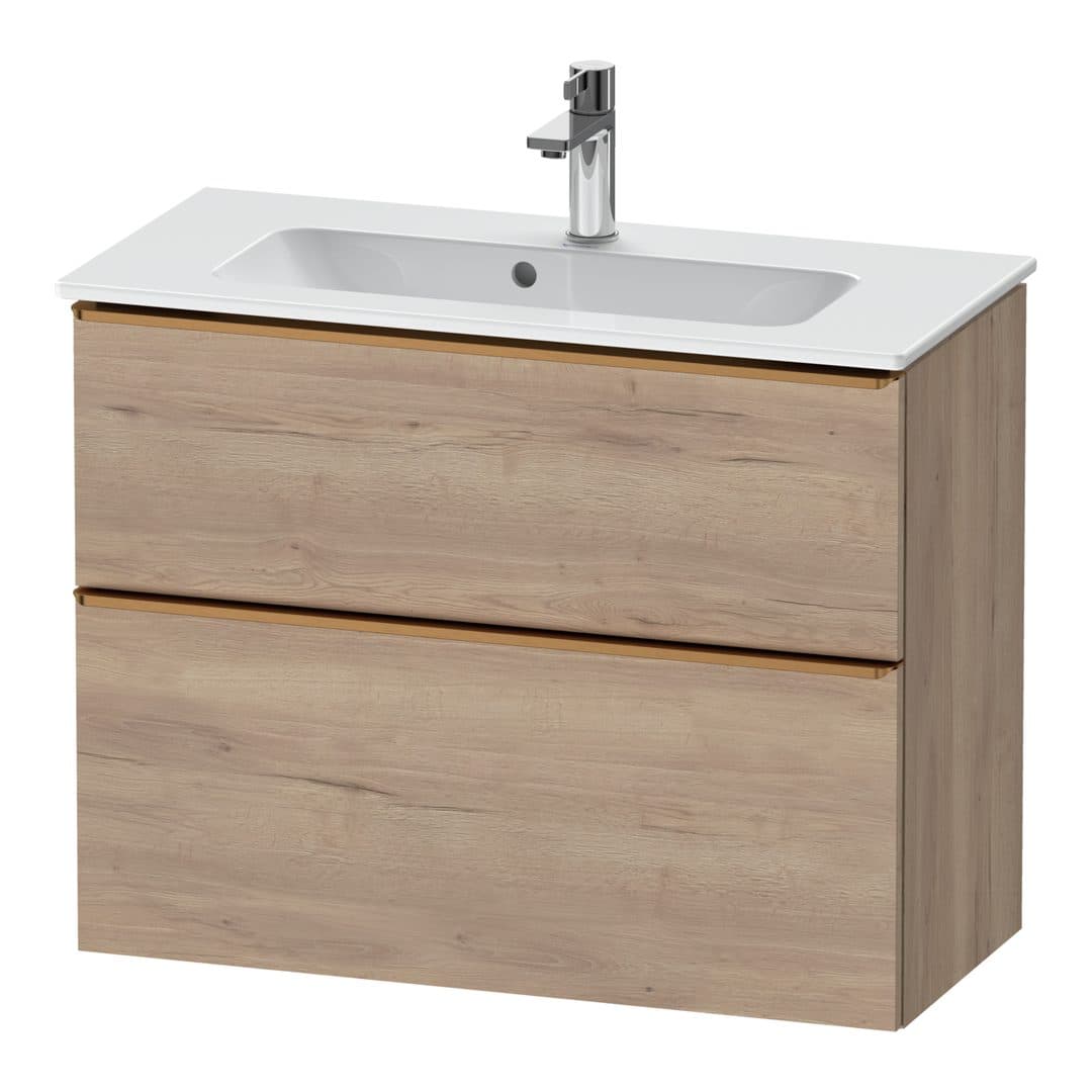 Duravit D-Neo – Έπιπλο Νιπτήρα – 810 mm, 2 συρτάρια, νιπτήρας κέντρο, Compact, Bronze Brushed – Marbled Oak Matt, Decor (DE4369004550000)