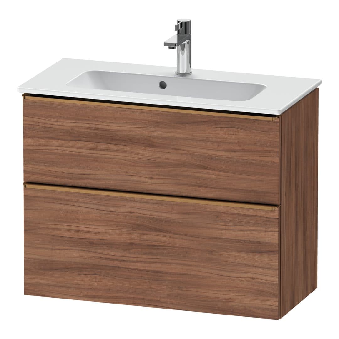 Duravit D-Neo – Έπιπλο Νιπτήρα – 810 mm, 2 συρτάρια, νιπτήρας κέντρο, Compact, Bronze Brushed – Walnut Matt, Decor (DE4369004790000)