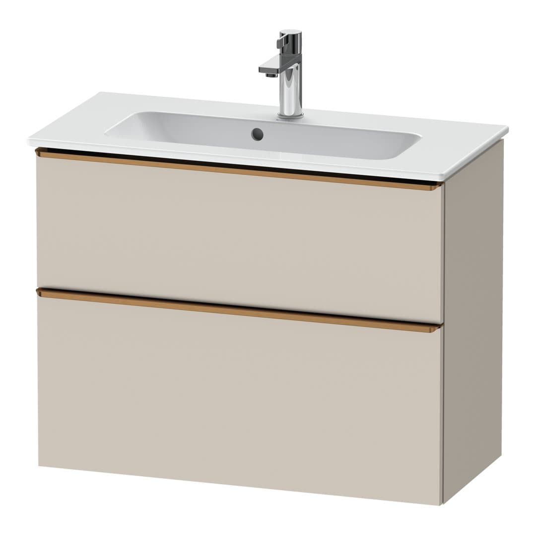 Duravit D-Neo – Έπιπλο Νιπτήρα – 810 mm, 2 συρτάρια, νιπτήρας κέντρο, Compact, Bronze Brushed – Taupe Matt, Decor (DE4369004910000)