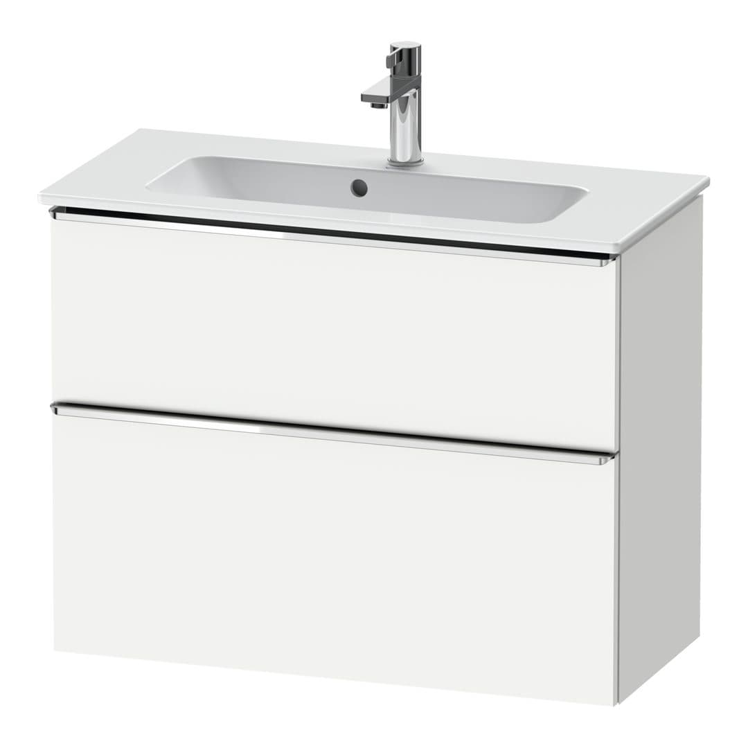 Duravit D-Neo – Έπιπλο Νιπτήρα – 810 mm, 2 συρτάρια, νιπτήρας κέντρο, Compact, Chrome High Gloss – White Matt, Decor (DE4369010180000)