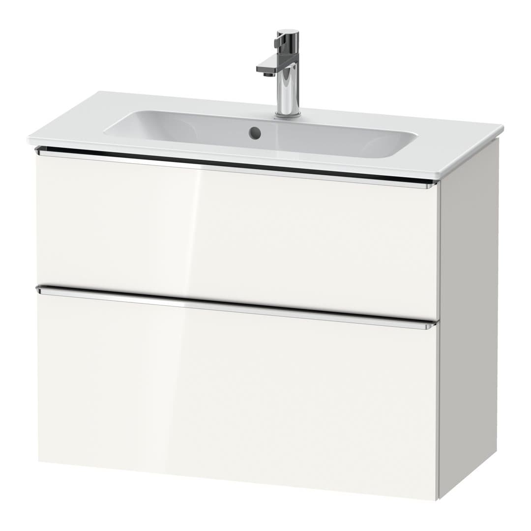 Duravit D-Neo – Έπιπλο Νιπτήρα – 810 mm, 2 συρτάρια, νιπτήρας κέντρο, Compact, Chrome High Gloss – White High Gloss, Decor (DE4369010220000)