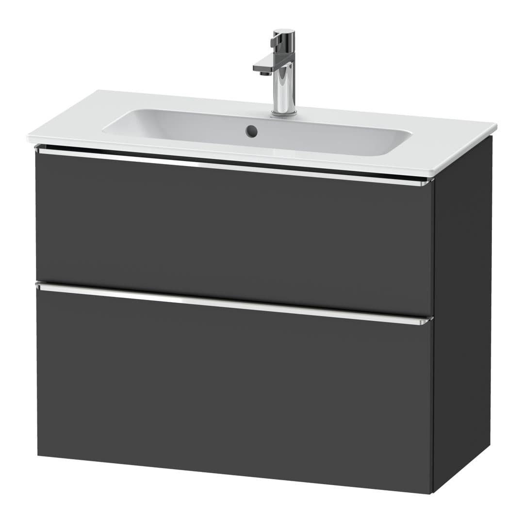 Duravit D-Neo – Έπιπλο Νιπτήρα – 810 mm, 2 συρτάρια, νιπτήρας κέντρο, Compact, Chrome High Gloss – Graphite Matt, Decor (DE4369010490000)