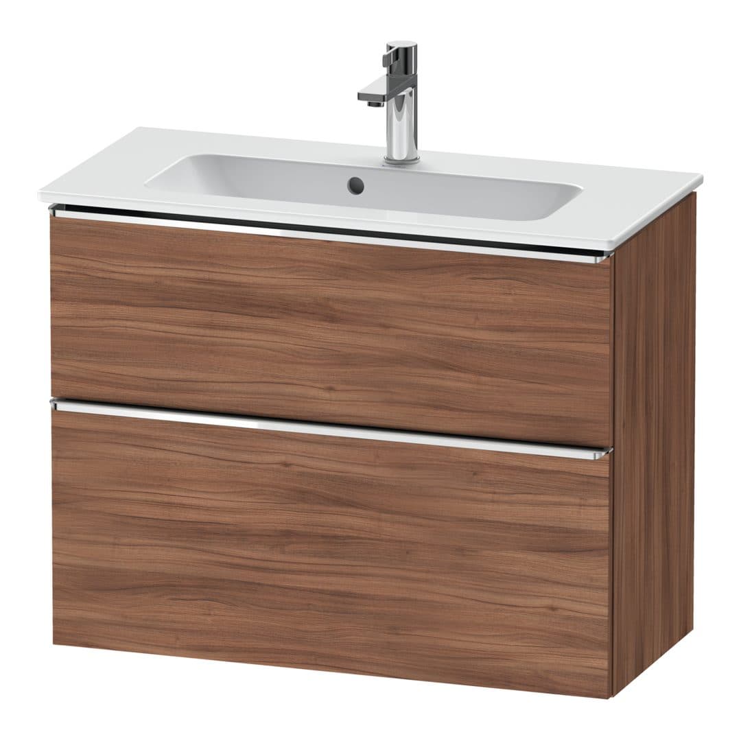 Duravit D-Neo – Έπιπλο Νιπτήρα – 810 mm, 2 συρτάρια, νιπτήρας κέντρο, Compact, Chrome High Gloss – Walnut Matt, Decor (DE4369010790000)