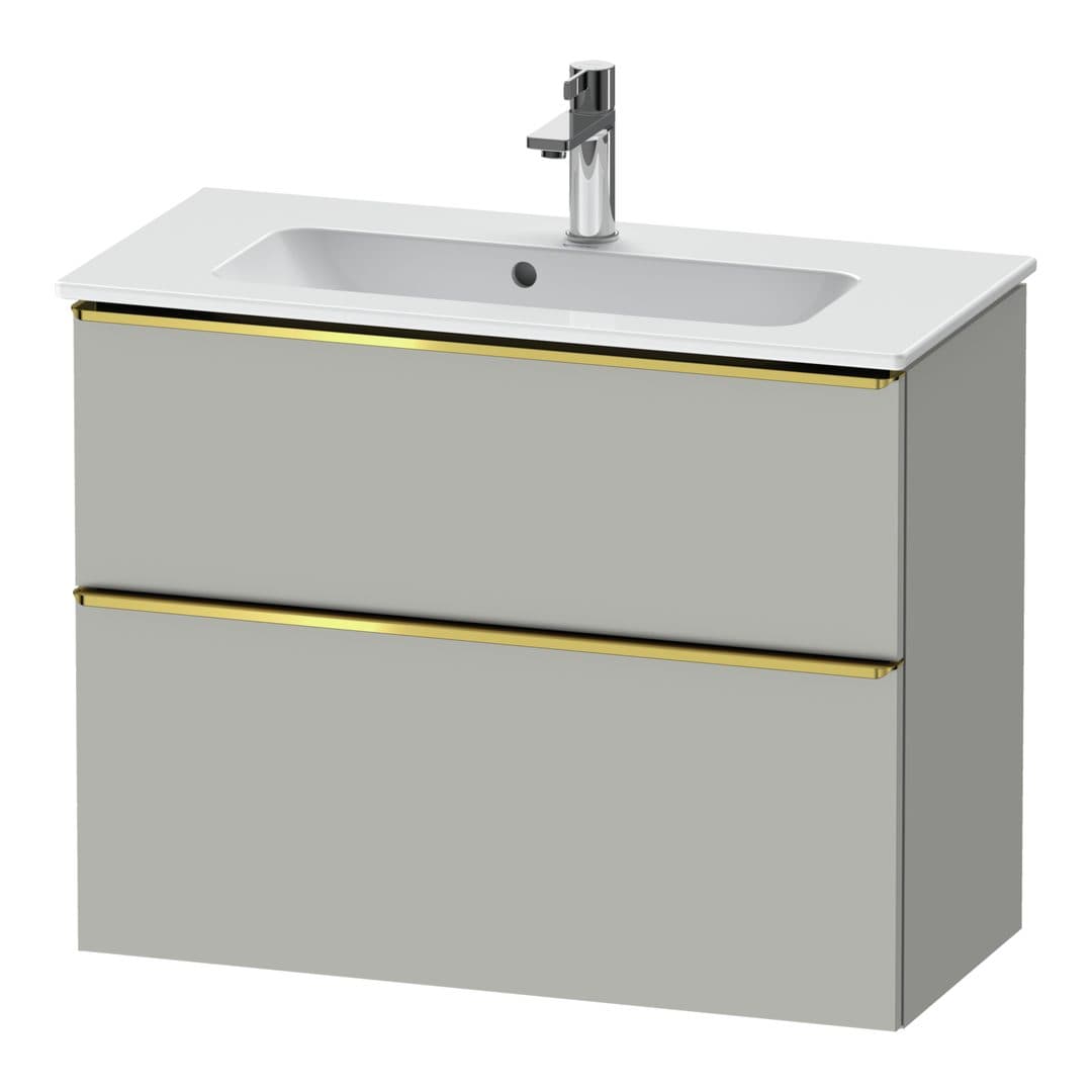 Duravit D-Neo – Έπιπλο Νιπτήρα – 810 mm, 2 συρτάρια, νιπτήρας κέντρο, Compact, Gold Polished – Concrete grey Matt, Decor (DE4369034070000)