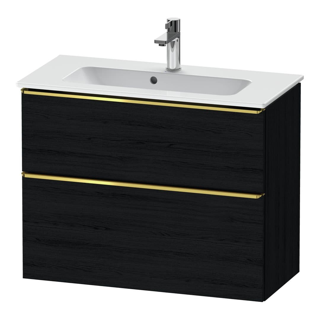 Duravit D-Neo – Έπιπλο Νιπτήρα – 810 mm, 2 συρτάρια, νιπτήρας κέντρο, Compact, Gold Polished – Black oak Matt, Decor (DE4369034160000)