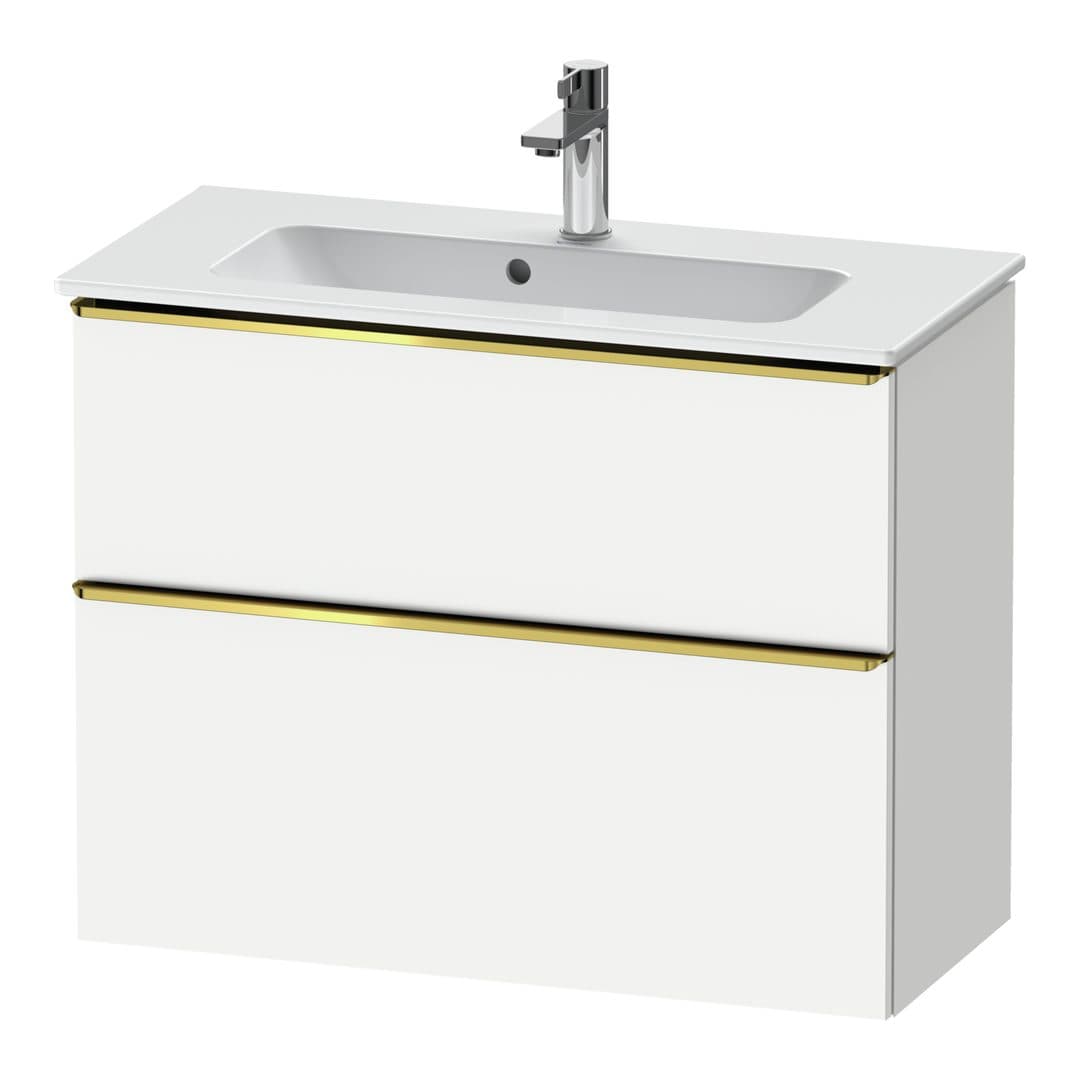 Duravit D-Neo – Έπιπλο Νιπτήρα – 810 mm, 2 συρτάρια, νιπτήρας κέντρο, Compact, Gold Polished – White Matt, Decor (DE4369034180000)