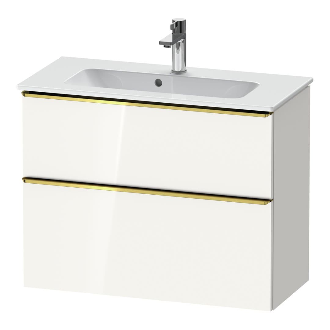 Duravit D-Neo – Έπιπλο Νιπτήρα – 810 mm, 2 συρτάρια, νιπτήρας κέντρο, Compact, Gold Polished – White High Gloss, Decor (DE4369034220000)