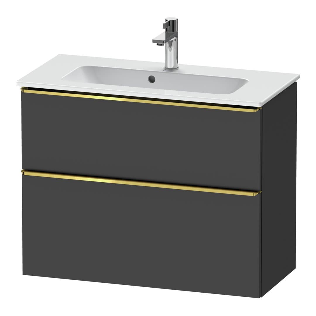 Duravit D-Neo – Έπιπλο Νιπτήρα – 810 mm, 2 συρτάρια, νιπτήρας κέντρο, Compact, Gold Polished – Graphite Matt, Decor (DE4369034490000)