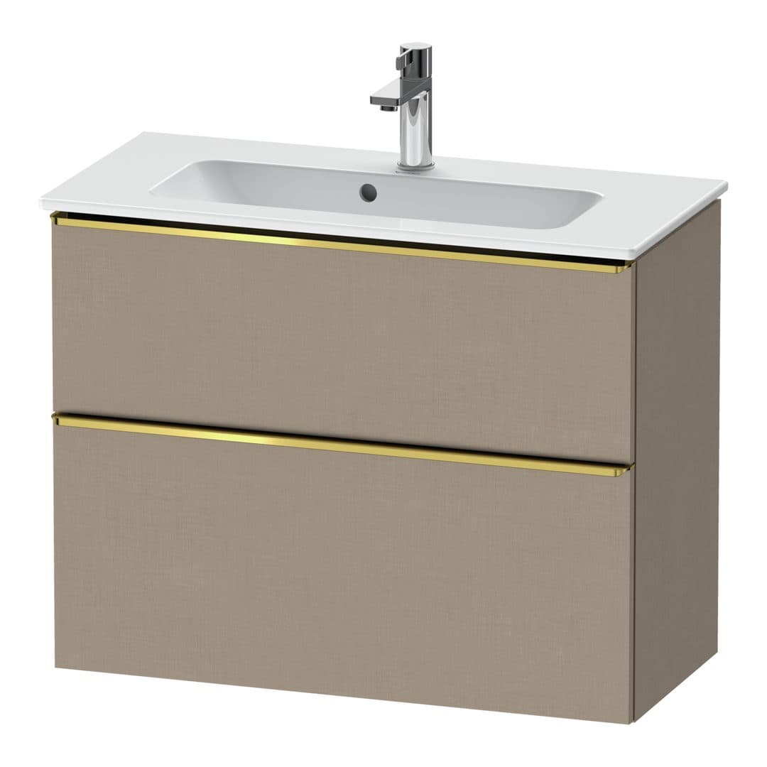 Duravit D-Neo – Έπιπλο Νιπτήρα – 810 mm, 2 συρτάρια, νιπτήρας κέντρο, Compact, Gold Polished – Linen Matt, Decor (DE4369034750000)