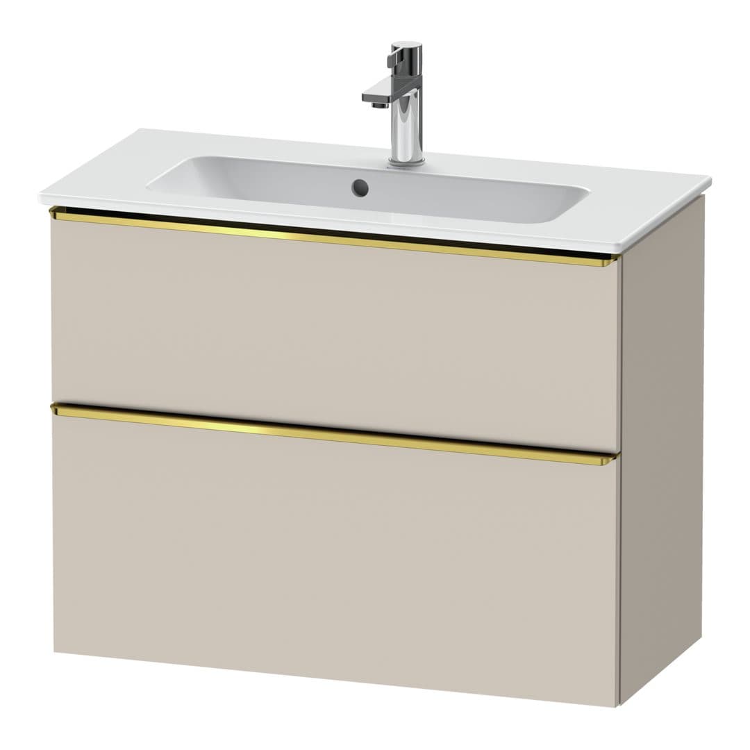 Duravit D-Neo – Έπιπλο Νιπτήρα – 810 mm, 2 συρτάρια, νιπτήρας κέντρο, Compact, Gold Polished – Taupe Matt, Decor (DE4369034910000)