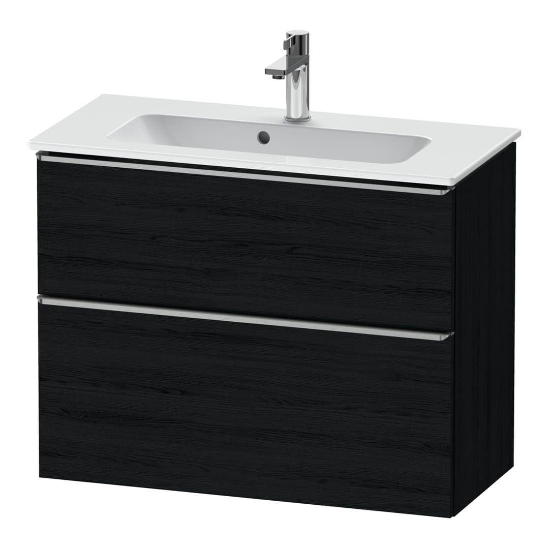 Duravit D-Neo – Έπιπλο Νιπτήρα – 810 mm, 2 συρτάρια, νιπτήρας κέντρο, Compact, Stainless steel Brushed – Black oak Matt, Decor (DE4369070160000)