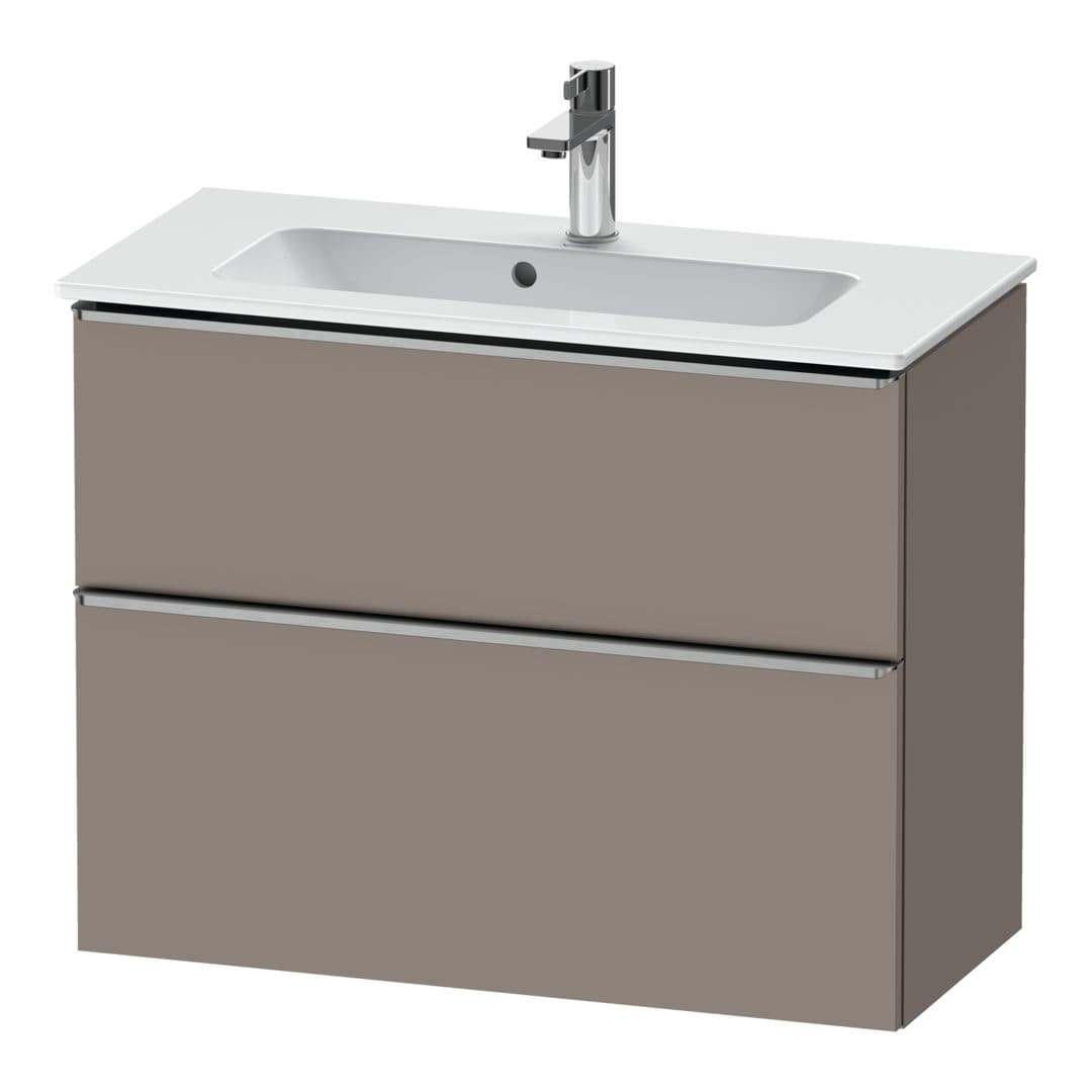 Duravit D-Neo – Έπιπλο Νιπτήρα – 810 mm, 2 συρτάρια, νιπτήρας κέντρο, Compact, Stainless steel Brushed – Basalte Matt, Decor (DE4369070430000)