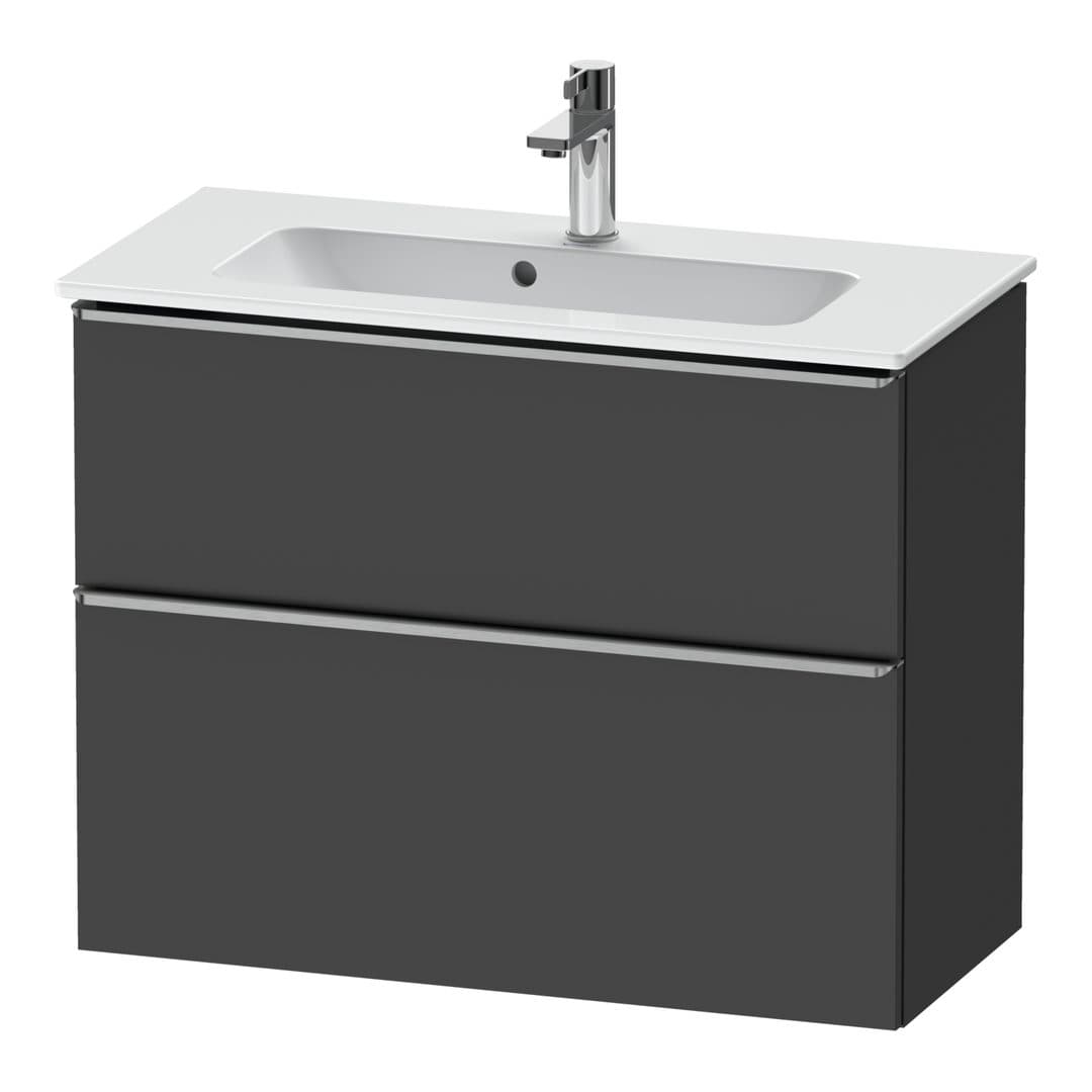 Duravit D-Neo – Έπιπλο Νιπτήρα – 810 mm, 2 συρτάρια, νιπτήρας κέντρο, Compact, Stainless steel Brushed – Graphite Matt, Decor (DE4369070490000)